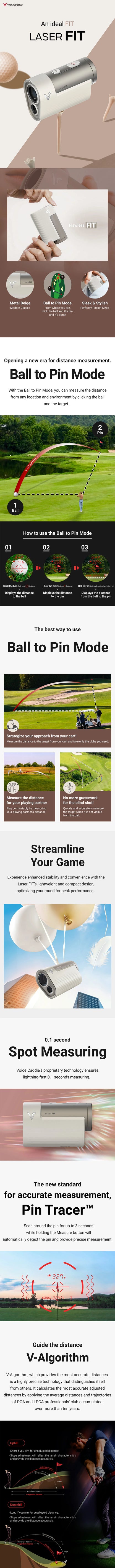 Voice Caddie Laser FIT Golf Afstandsmåler med Slope, Dobbelt Display og Ball to Pin