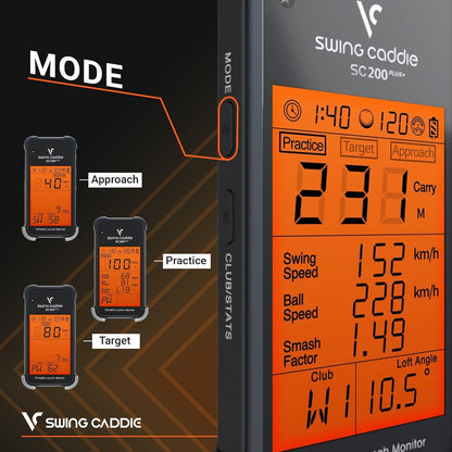 Swing Caddie SC200+ – Draagbare Golf Launch Monitor met Swing Speed Mode