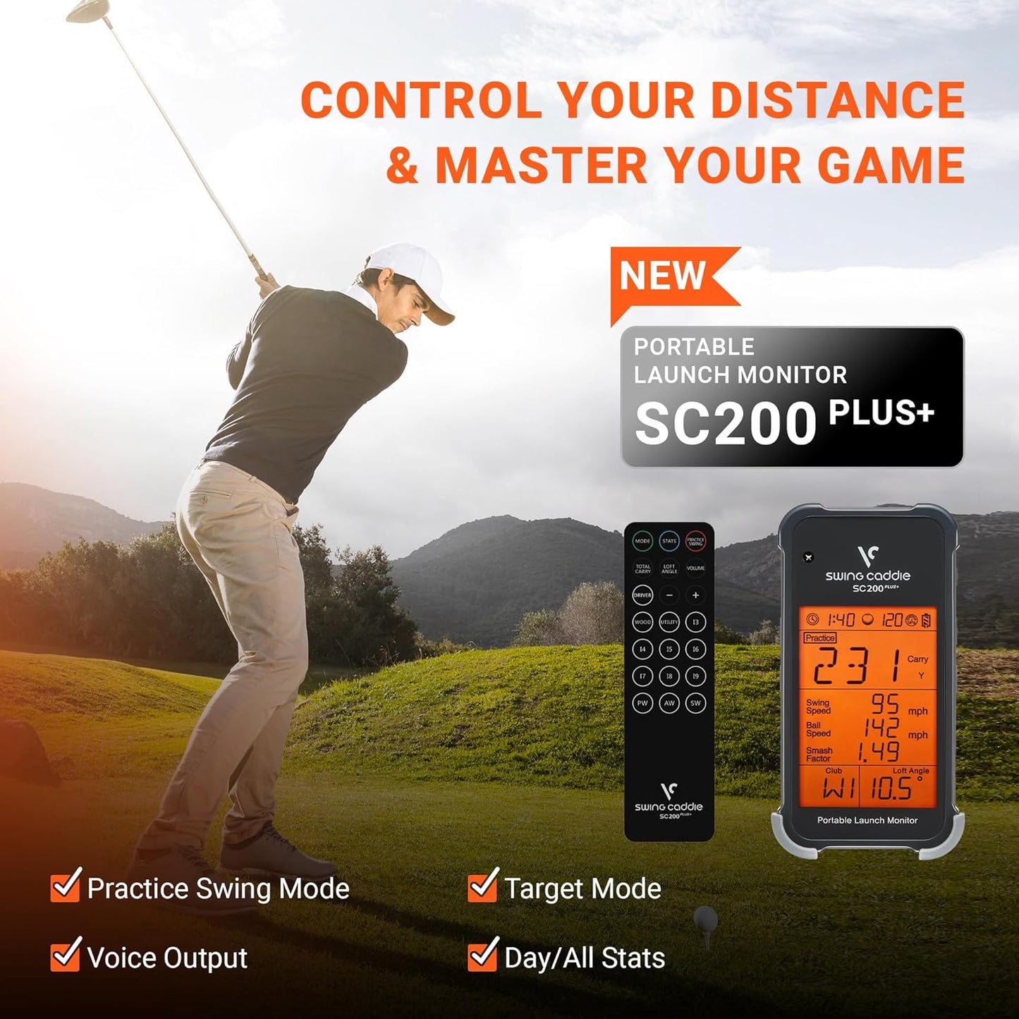 Swing Caddie SC200+ – Kannettava Golf Launch Monitor Swing Speed -tilalla