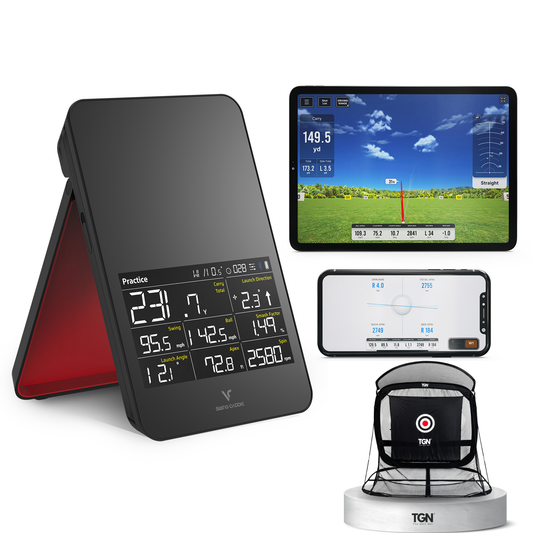 Pack Exclusif : Moniteur et Simulateur de Golf SC4 Pro avec filet TGN 7 et accessoires pour l'intérieur ou l'extérieur